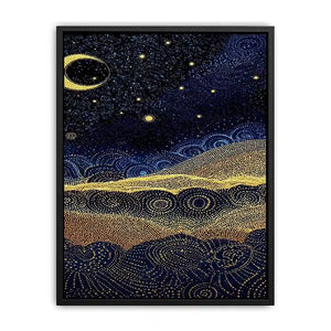   blue gold dot landscape canvas print