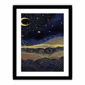   blue gold dot landscape canvas print
