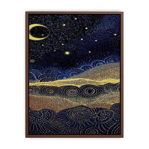   blue gold dot landscape canvas print