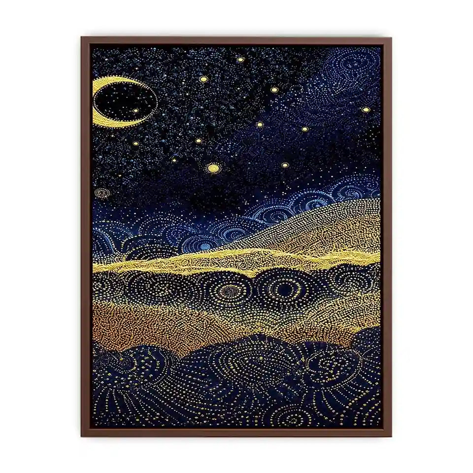   blue gold dot landscape canvas print