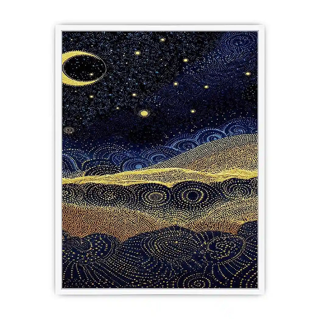   blue gold dot landscape canvas print
