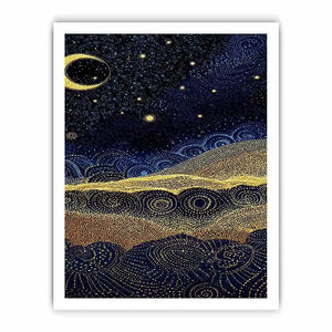   blue gold dot landscape canvas print