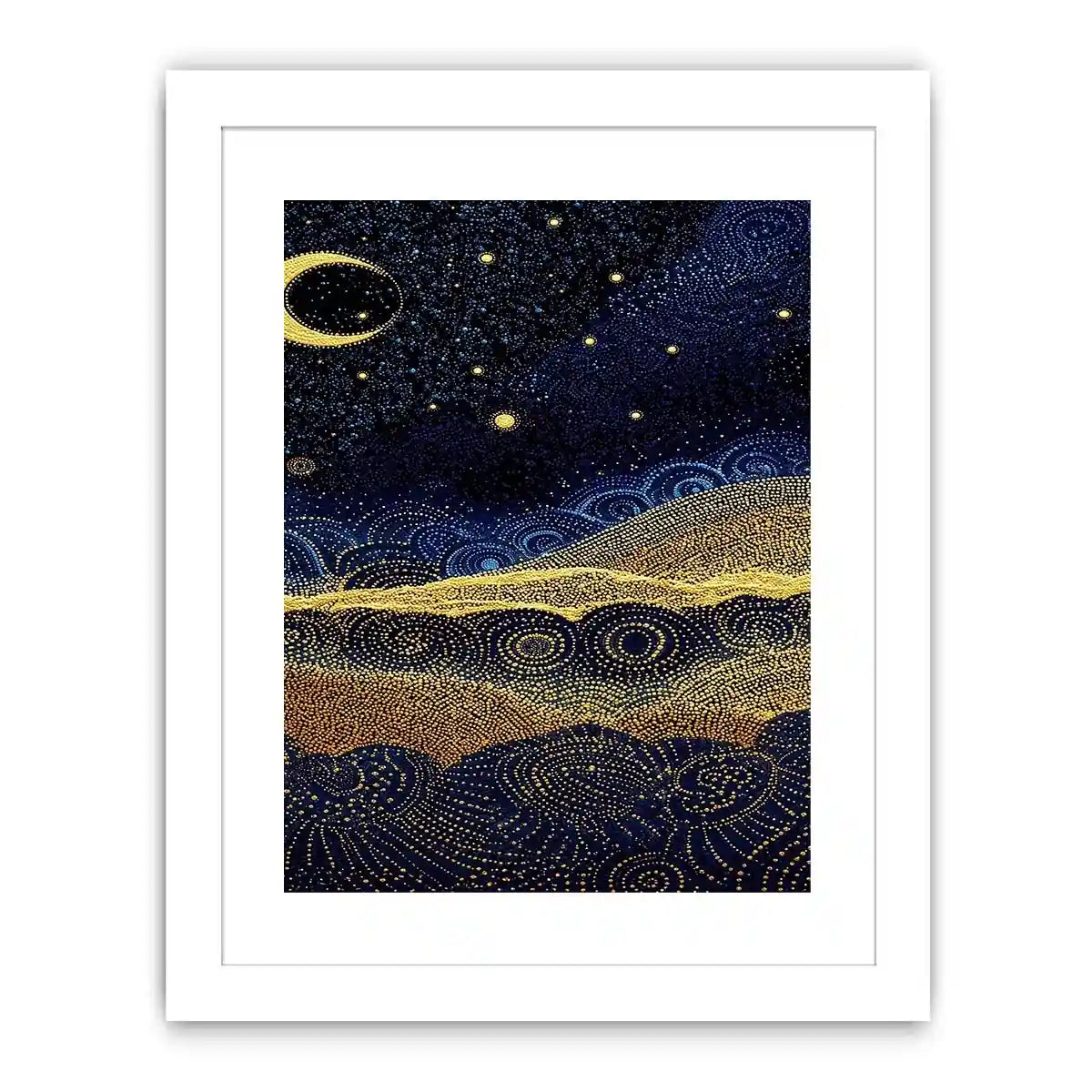   blue gold dot landscape canvas print