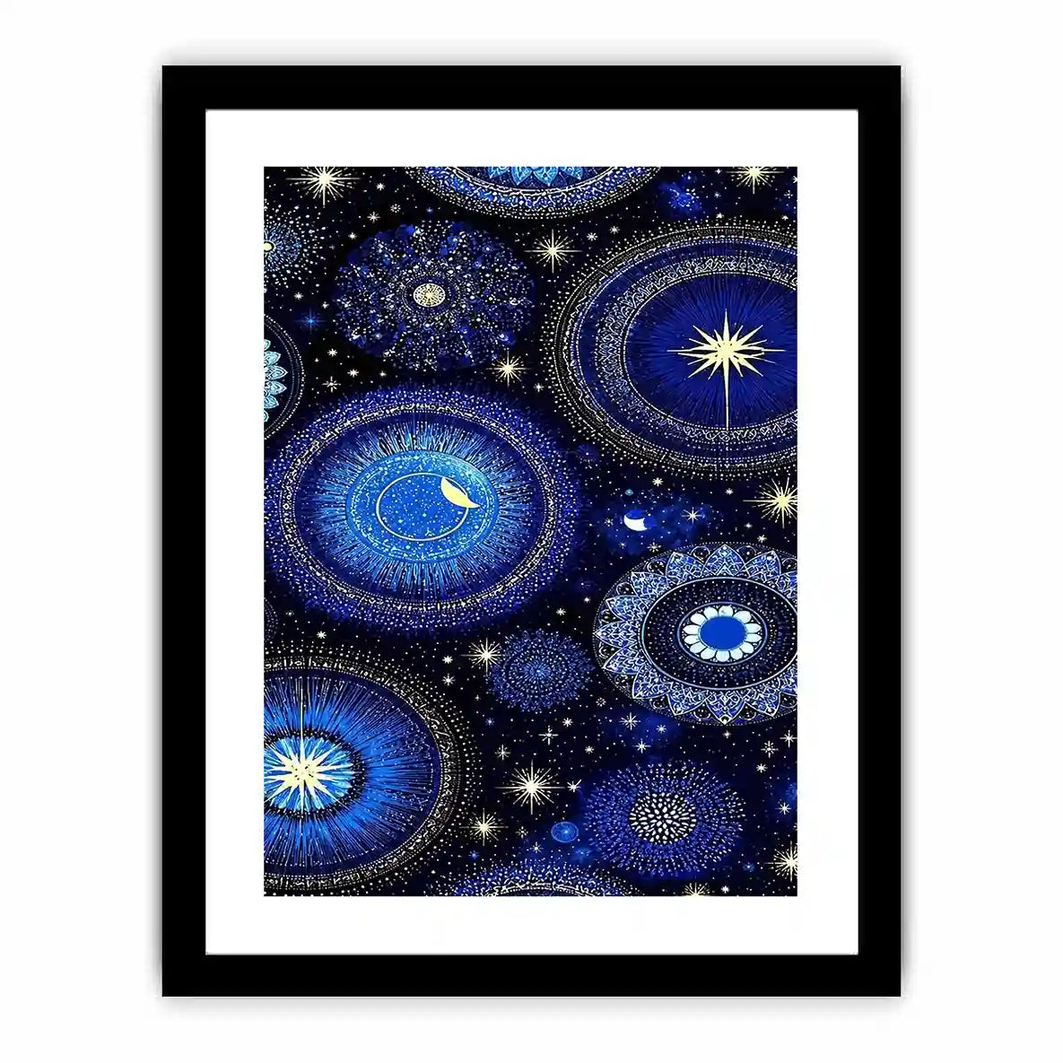   celestial blue gold canvas art bedroom