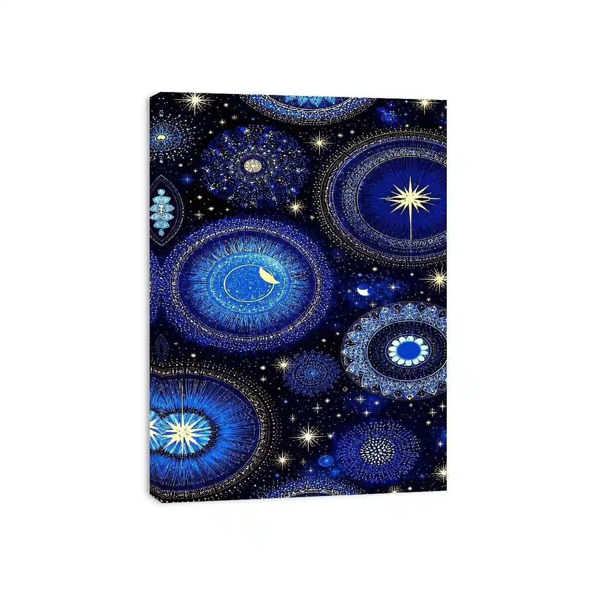   celestial blue gold canvas art bedroom