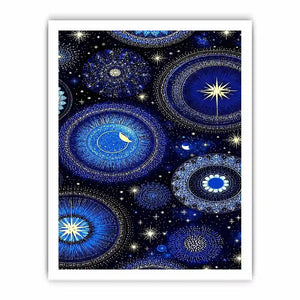   celestial blue gold canvas art bedroom