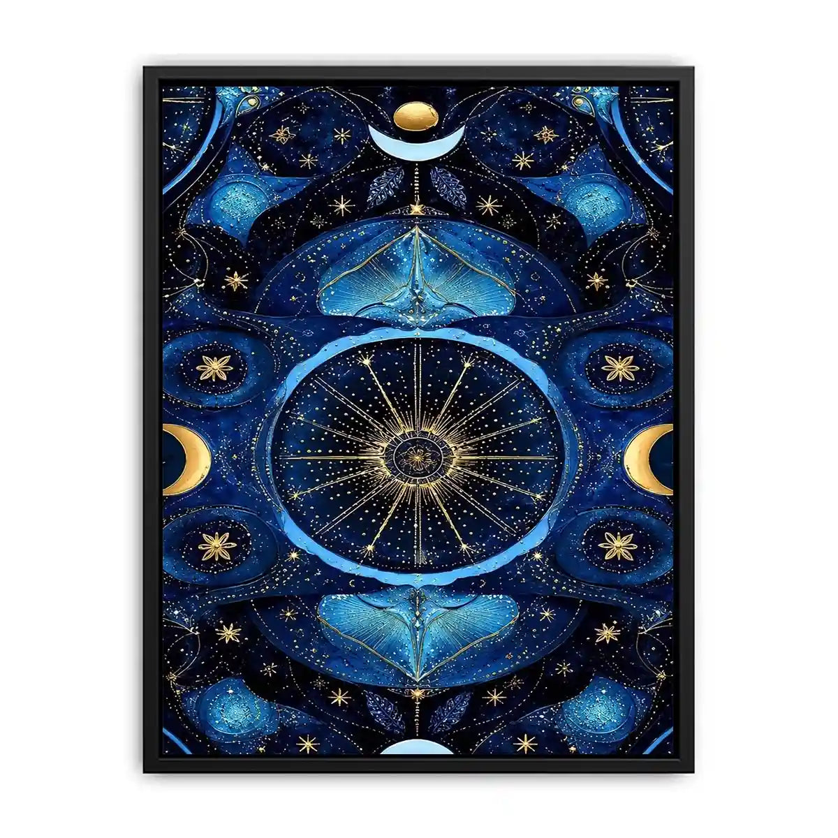   blue gold celestial mandala wall art