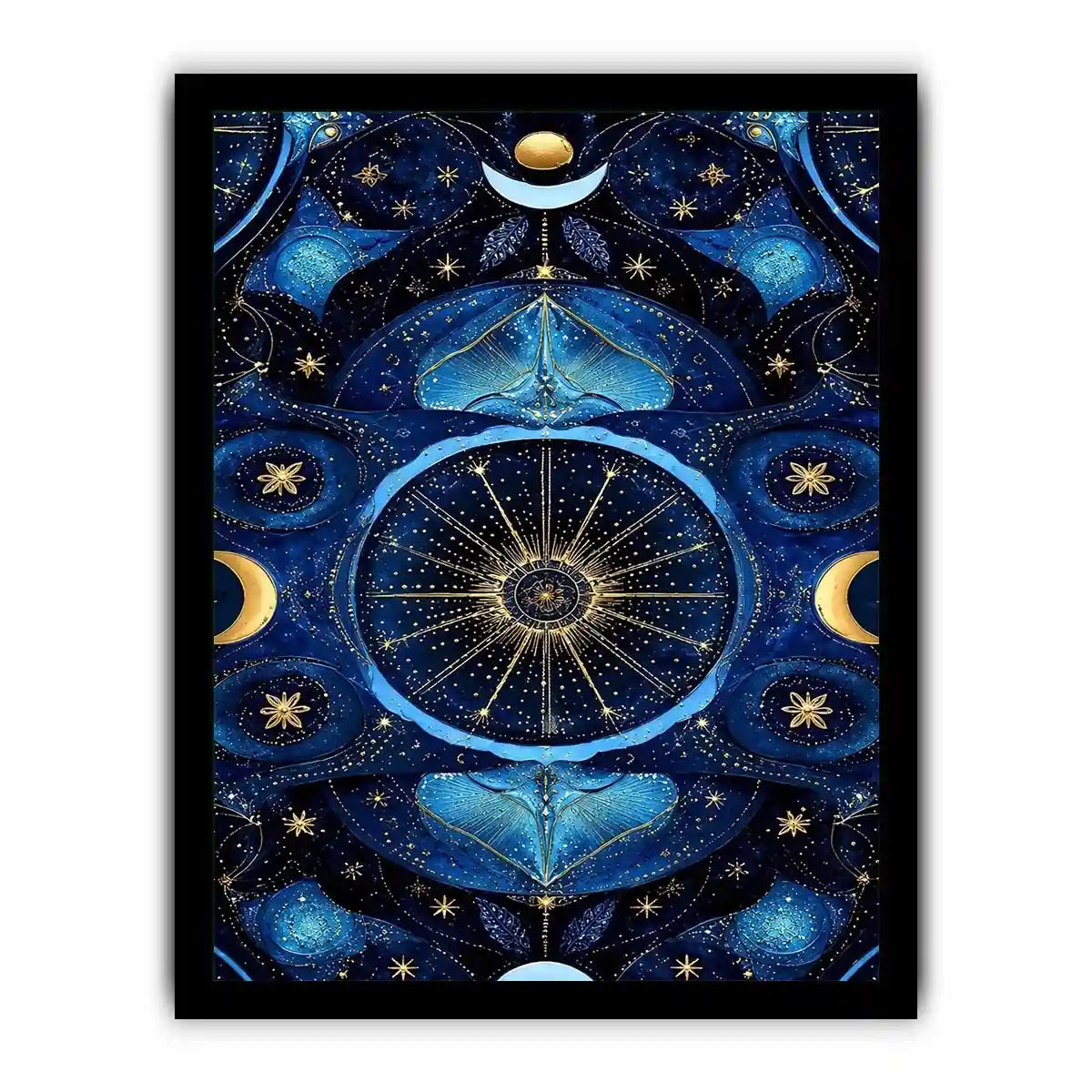   blue gold celestial mandala wall art