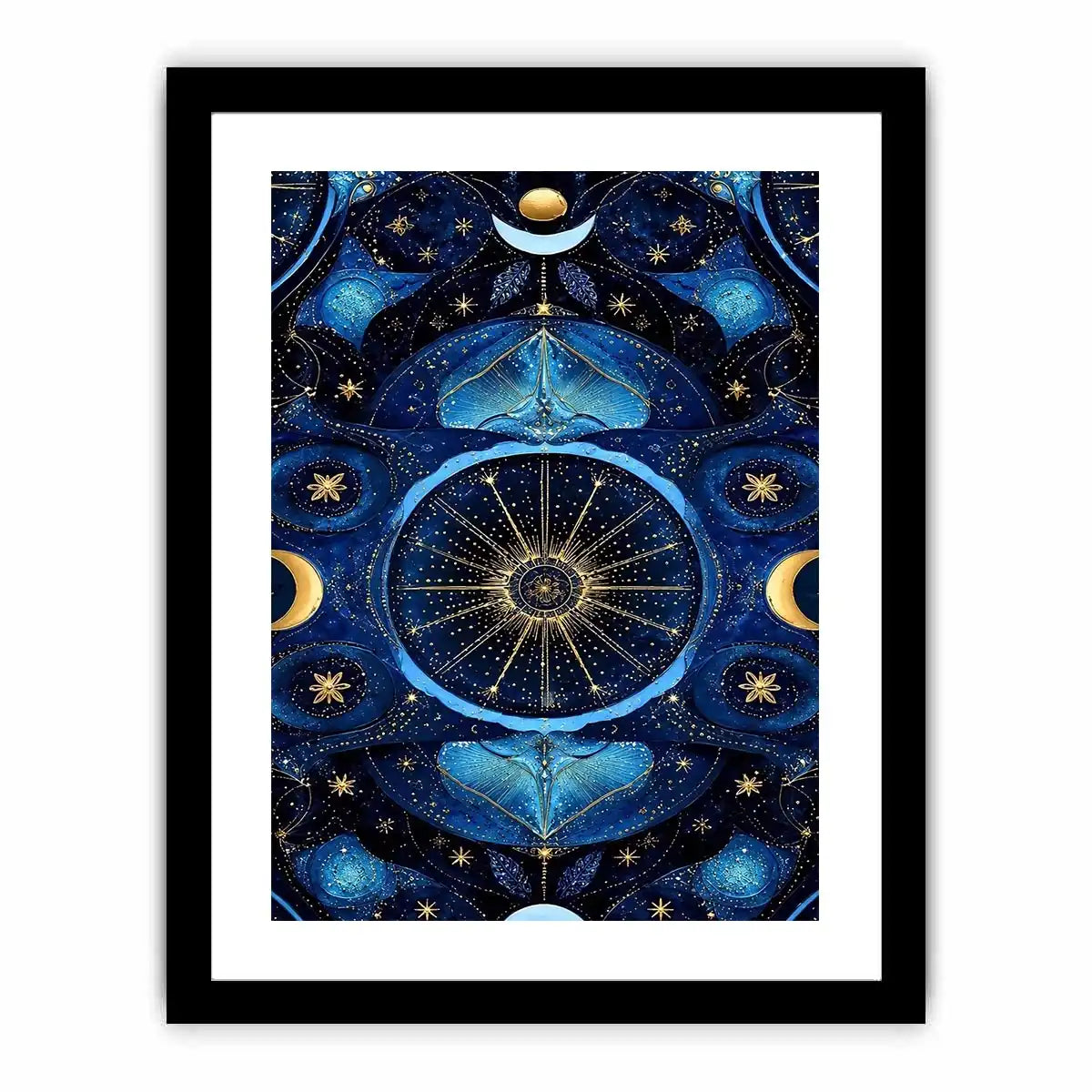   blue gold celestial mandala wall art