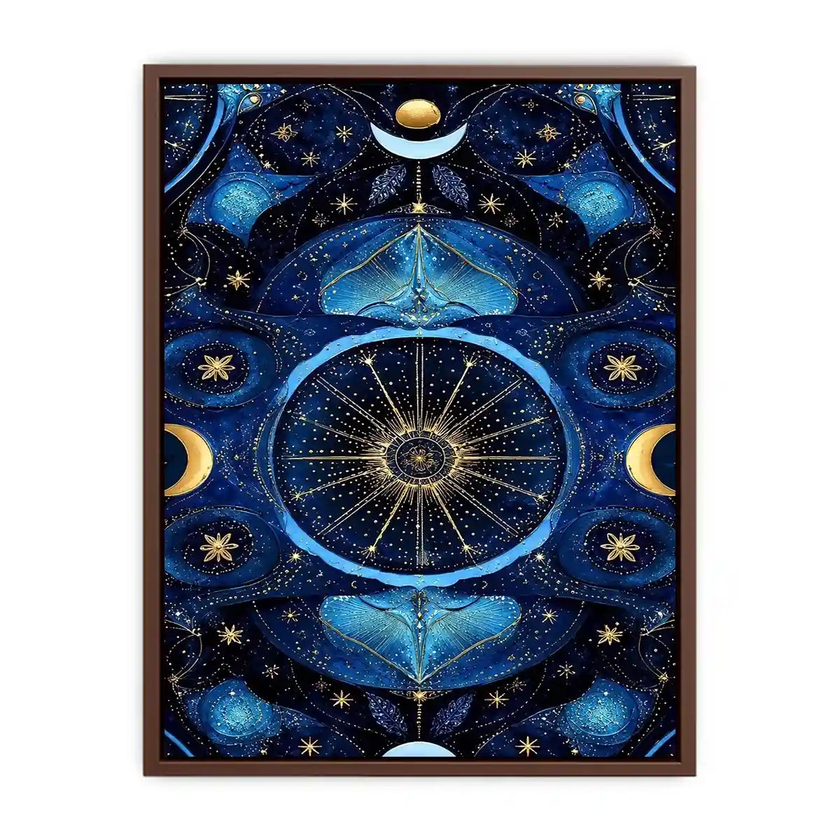   blue gold celestial mandala wall art