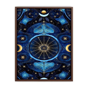   blue gold celestial mandala wall art