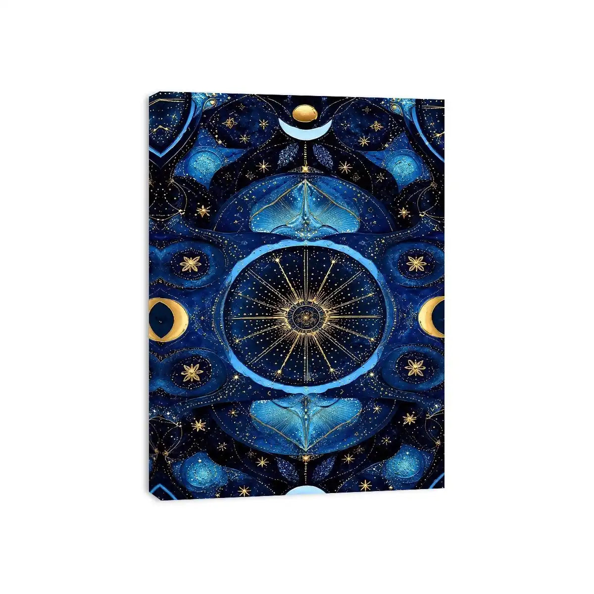   blue gold celestial mandala wall art