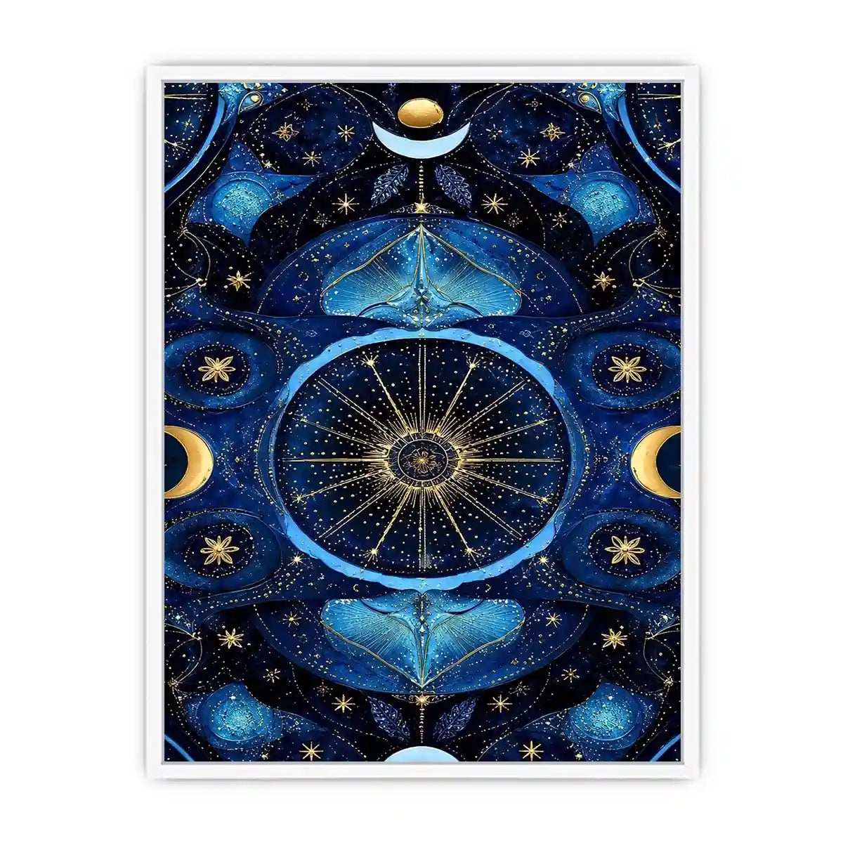   blue gold celestial mandala wall art
