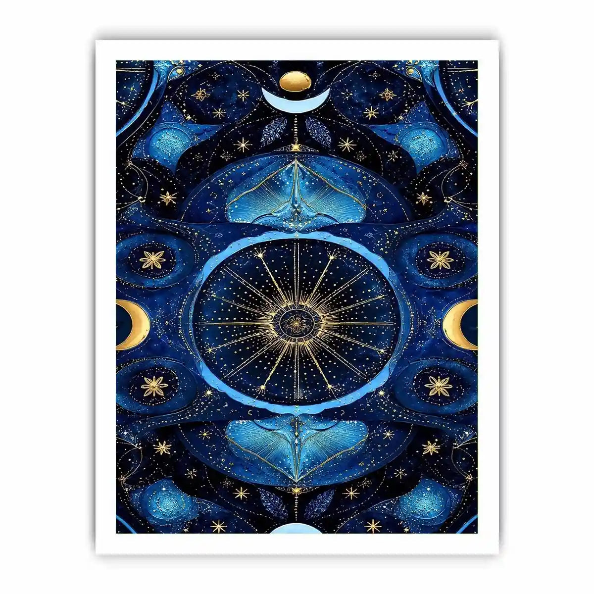   blue gold celestial mandala wall art