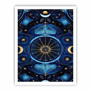   blue gold celestial mandala wall art