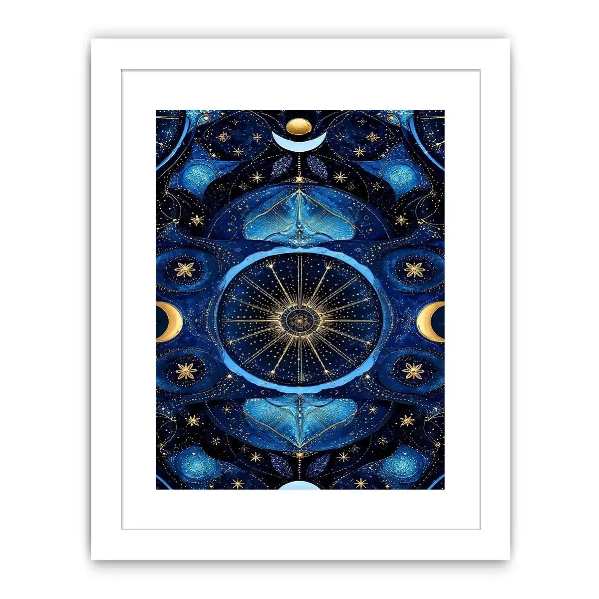   blue gold celestial mandala wall art