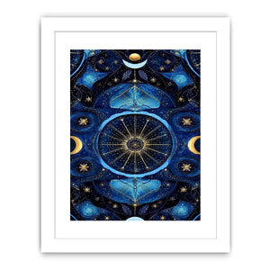   blue gold celestial mandala wall art
