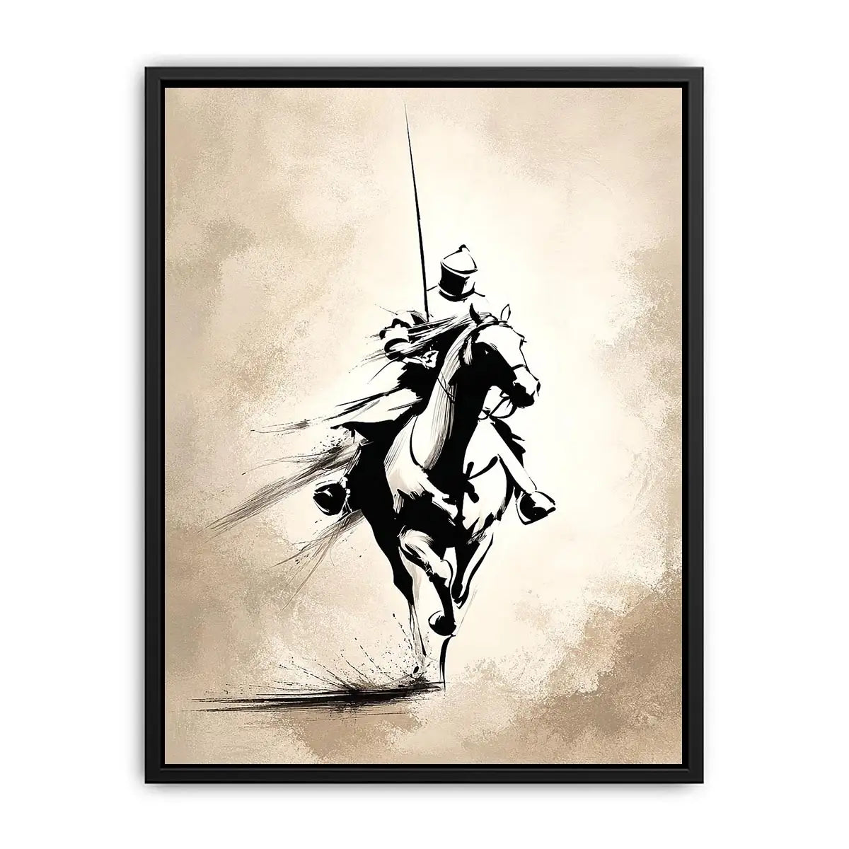 black ink horse rider canvas office decor