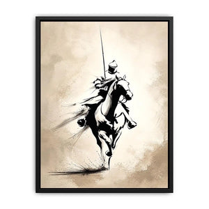 black ink horse rider canvas office decor
