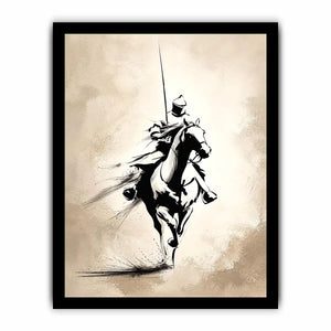 black ink horse rider canvas office decor