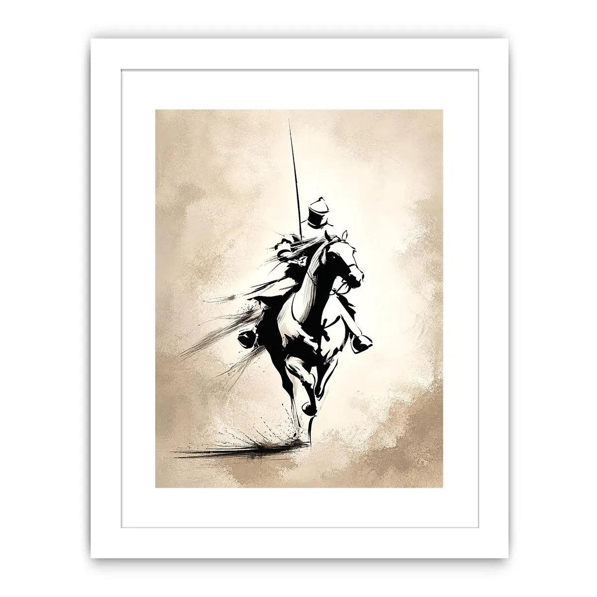 black ink horse rider canvas office decor
