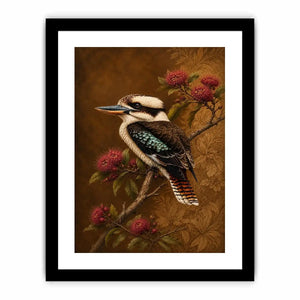   kookaburra bird canvas print native flowers