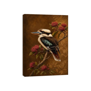   kookaburra bird canvas print native flowers