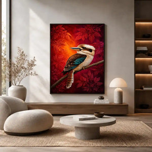   colorful kookaburra wall art living room