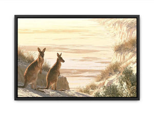 coastal kangaroo wildlife canvas beach house