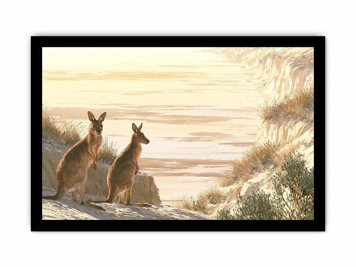 coastal kangaroo wildlife canvas beach house