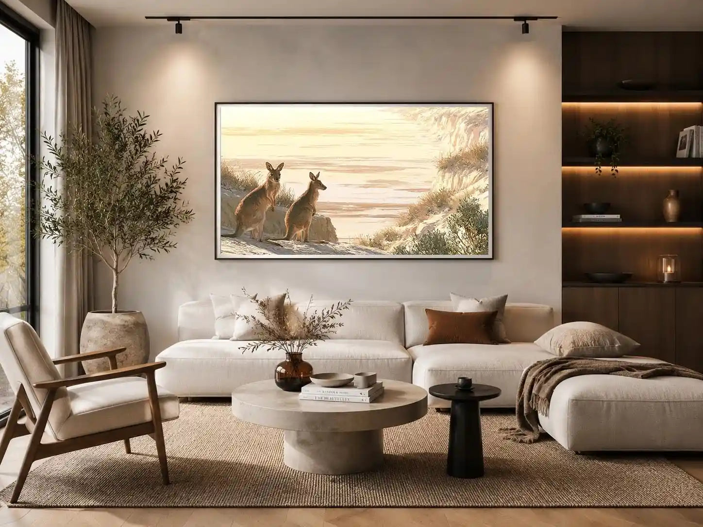 coastal kangaroo wildlife canvas beach house
