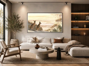 coastal kangaroo wildlife canvas beach house