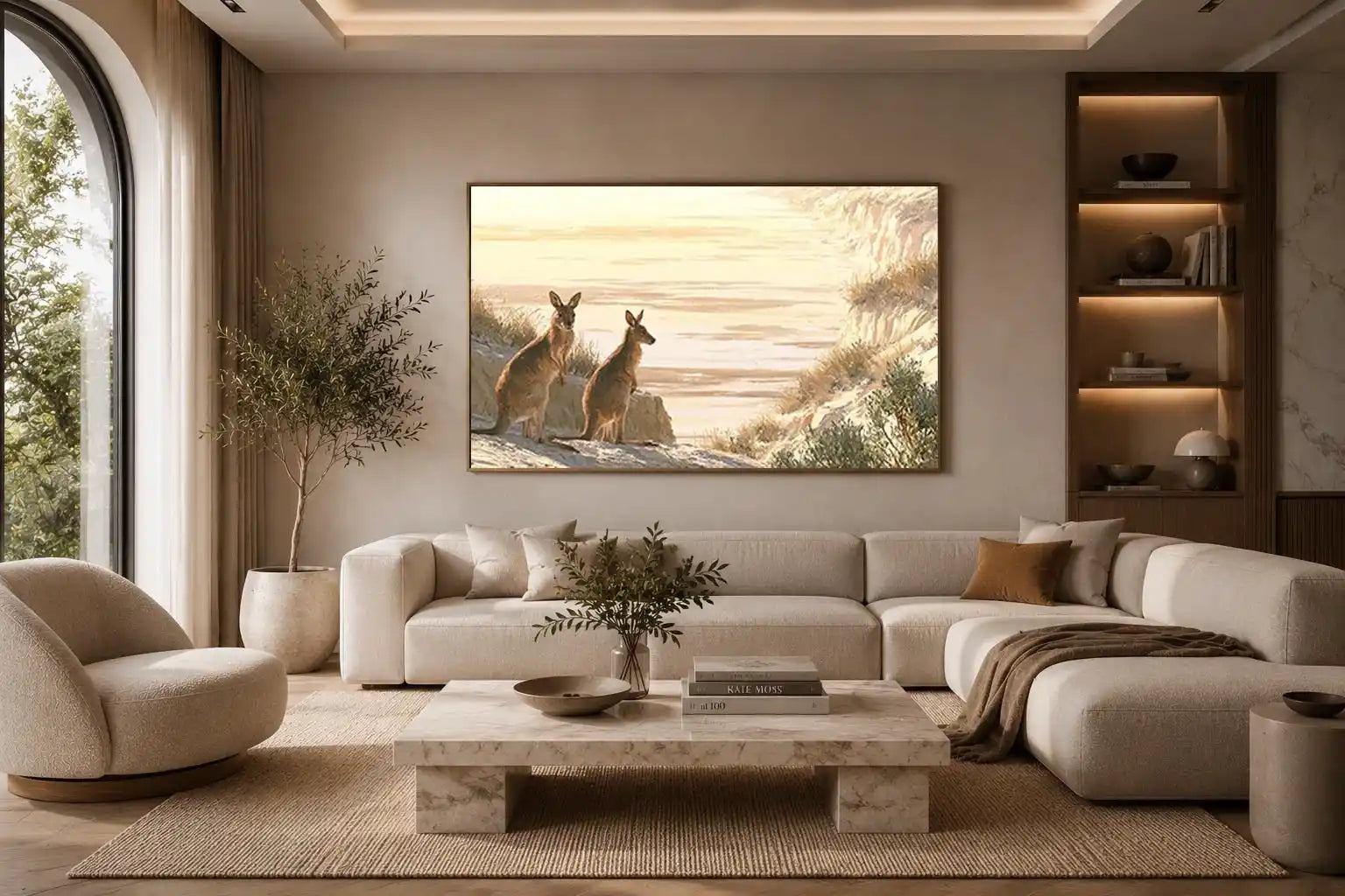 coastal kangaroo wildlife canvas beach house