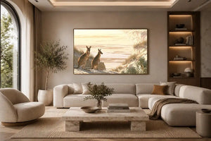 coastal kangaroo wildlife canvas beach house