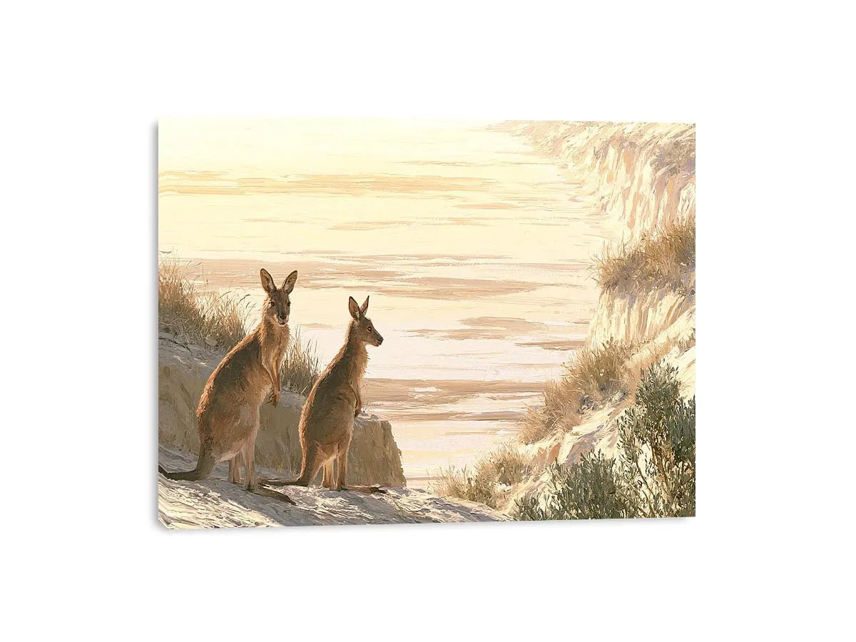 coastal kangaroo wildlife canvas beach house