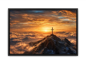   mountain cross sunrise canvas art