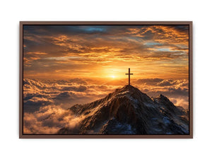   mountain cross sunrise canvas art