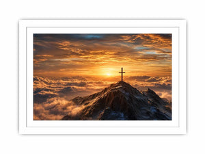  mountain cross sunrise canvas art