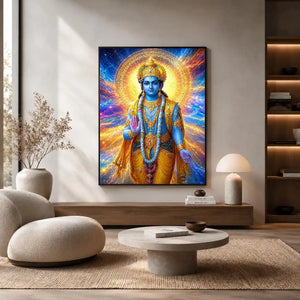   lord vishnu cosmic gold canvas art