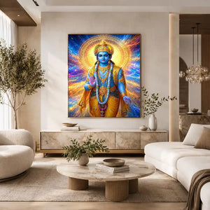   lord vishnu cosmic gold canvas art