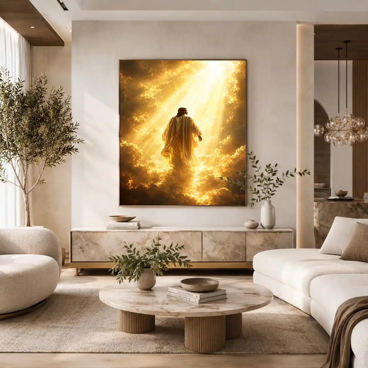   golden religious heavenly clouds canvas print