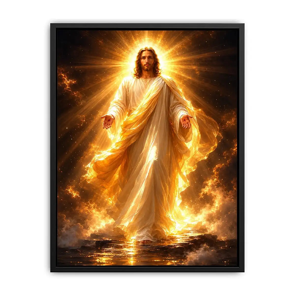   radiant jesus golden light canvas art