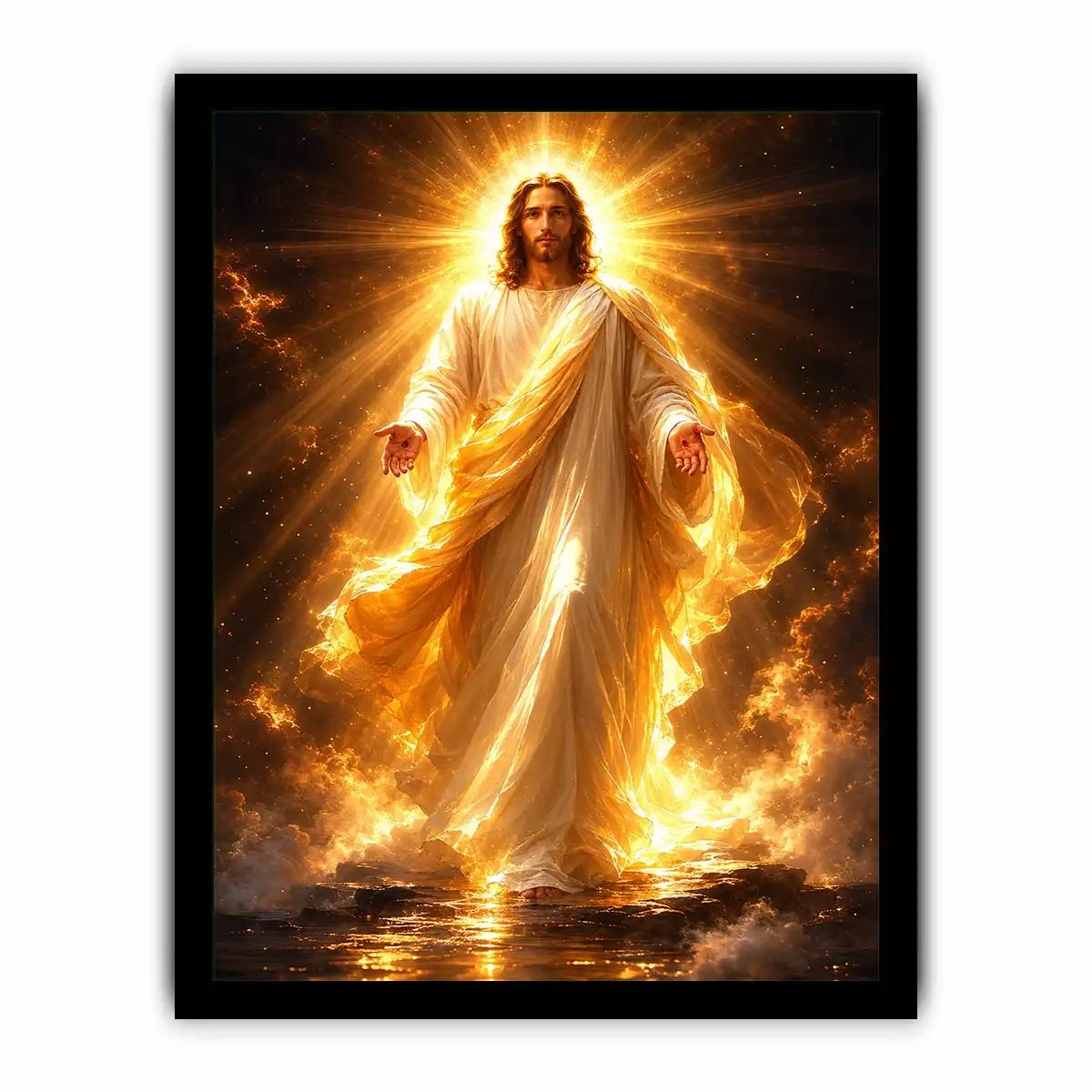   radiant jesus golden light canvas art