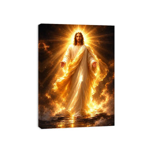   radiant jesus golden light canvas art
