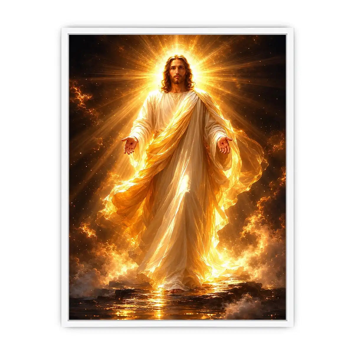   radiant jesus golden light canvas art