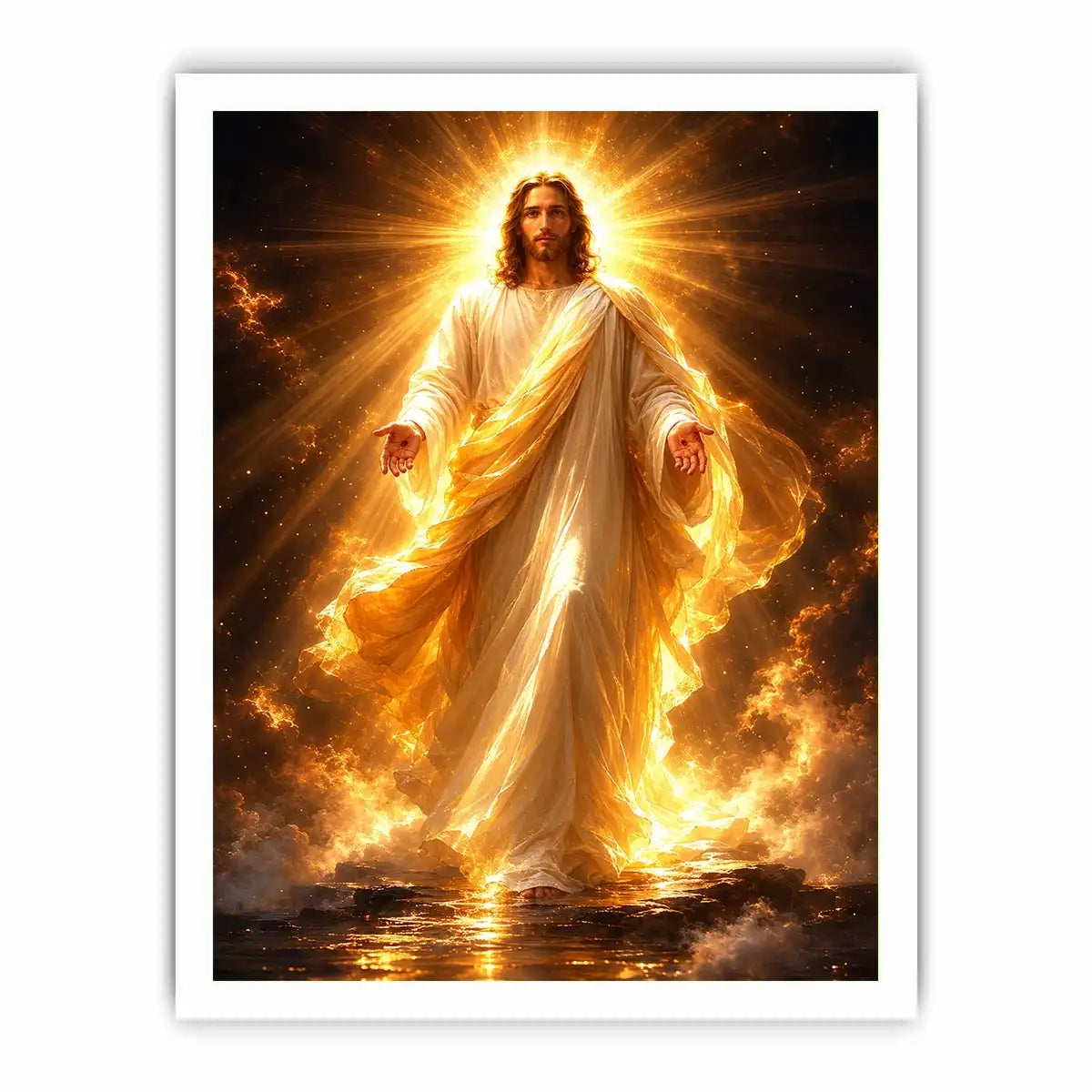   radiant jesus golden light canvas art