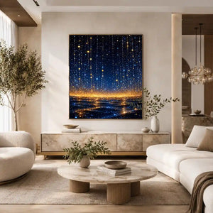  blue gold abstract light canvas bedroom