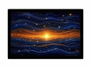   blue gold abstract horizon wall art