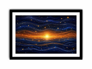   blue gold abstract horizon wall art