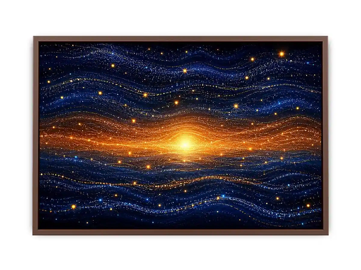   blue gold abstract horizon wall art